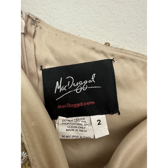 Mac Duggal Gold Sequin Embellished Spaghetti Straps Evening Gown Size 2 - Picture 7 of 11